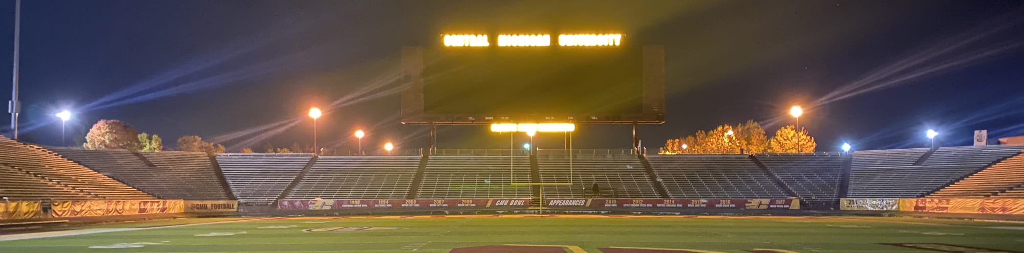 empty football stadium at night under the lights Tampa